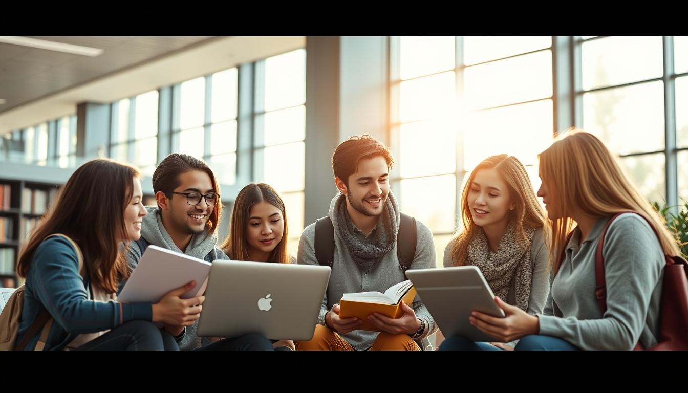 Student using learning strategies while studying