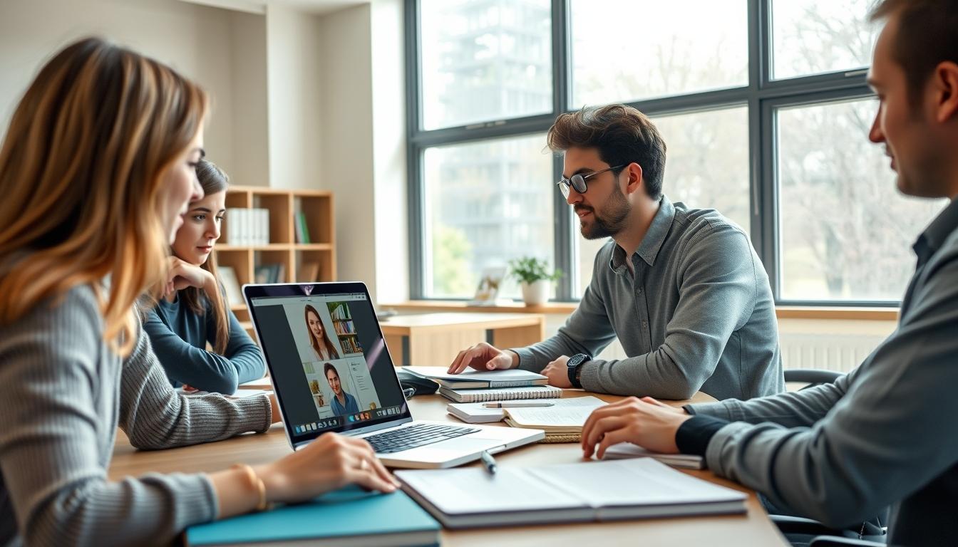 Student using a study guide to organize academic notes