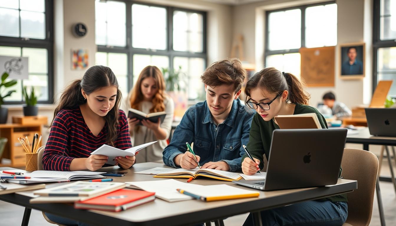 Student preparing for exams with study materials